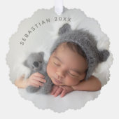 Carte Décorative Baby My First Christmas Custom Text Photo Élégante (Recto)