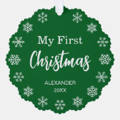 Carte Décorative Baby Photo Snowflakes 1st Christmas Forest Green (Recto)
