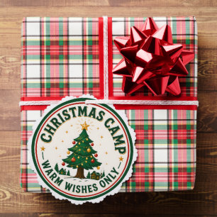 Carte Décorative Badge d'arbre de Noël de camp vintage avec vœux ch