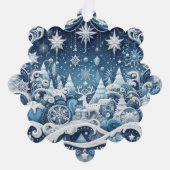 Carte Décorative Balise cadeau de Noël en bleu et blanc (Recto)