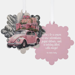 Carte Décorative Balise de cadeaux et d'ornement de Noël rose
