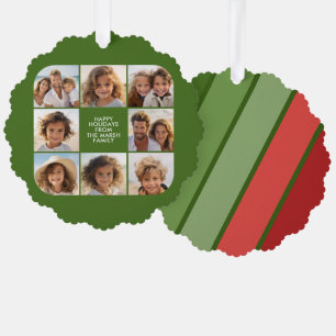 Carte Décorative Bandes rétro Rouge Vert - Noël 8 Photo