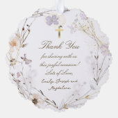 Carte Décorative Baptême fleur sauvage délicat merci (Verso)