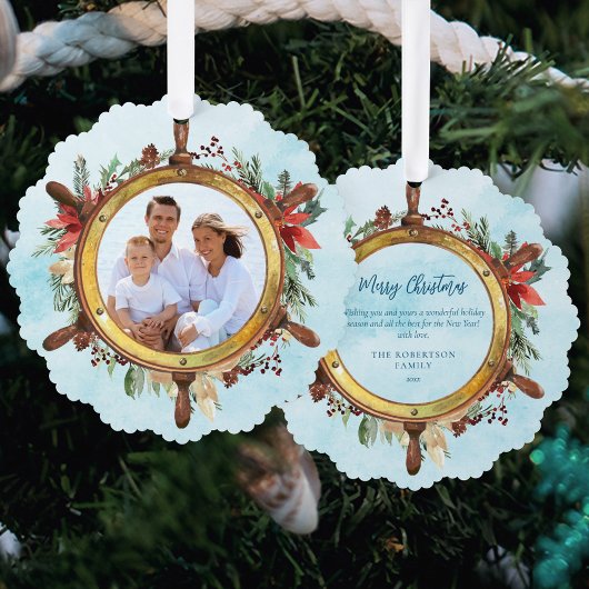 Carte Décorative Bateau de Noël nautique photo