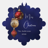 Carte Décorative Baubles blancs bleus Noël (Verso)
