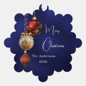 Carte Décorative Baubles blancs bleus Noël (Recto)