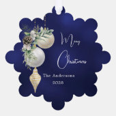 Carte Décorative Baubles blancs en or bleu Noël (Verso)