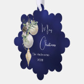 Carte Décorative Baubles blancs en or bleu Noël (Gauche)