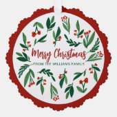 Carte Décorative Beau Red Green Holly Berry Joyeux Noël (Recto)