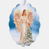 Carte Décorative Beautiful Angel With Tree Paper Ornament Card (Gauche)