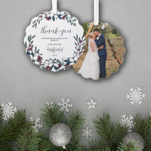 Carte Décorative Beaux floraux de Noël Mariage Merci