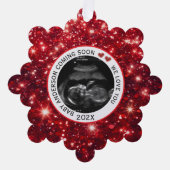 Carte Décorative Bébé Bientôt Sonogramme Rouge Ultrasons (Recto)