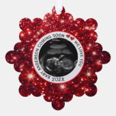 Carte Décorative Bébé Bientôt Sonogramme Rouge Ultrasons (Verso)