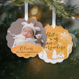 Carte Décorative Bébé d'or 1er Noël Chaud Citation personnalisée Ph