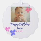 Carte Décorative Bébé enfants 1er anniversaire ajouter le nom date  (Verso)