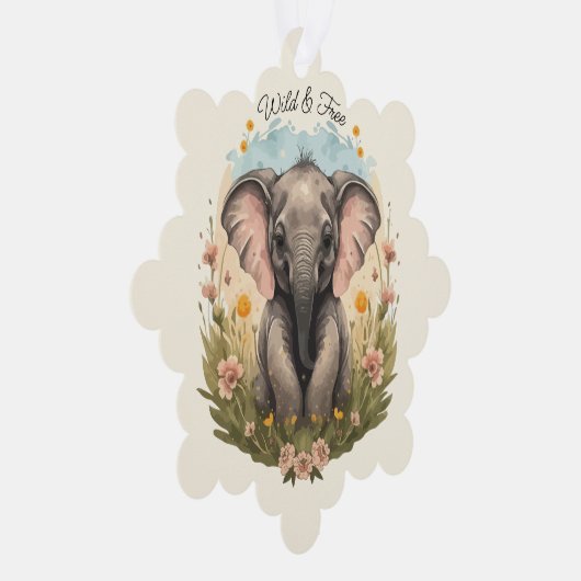 Carte Décorative Bébé mignon Eléphant Calf Fleur sauvage Wanderlust (Droite)