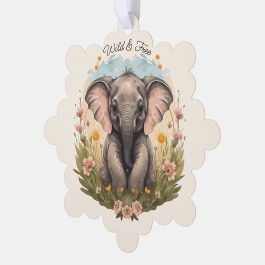 Carte Décorative Bébé mignon Eléphant Calf Fleur sauvage Wanderlust (Gauche)