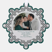 Carte Décorative Black Diamond Pattern Holiday Ornament with Photo (Verso)