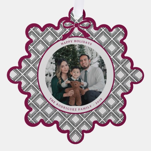 Carte Décorative Black Diamond Pattern Holiday Ornament with Photo (Recto)