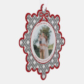Carte Décorative Black Diamond Pattern Holiday Ornament with Photo (Droite)