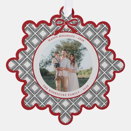Carte Décorative Black Diamond Pattern Holiday Ornament with Photo (Recto)