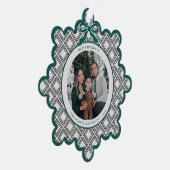 Carte Décorative Black Diamond Pattern Holiday Ornament with Photo (Droite)