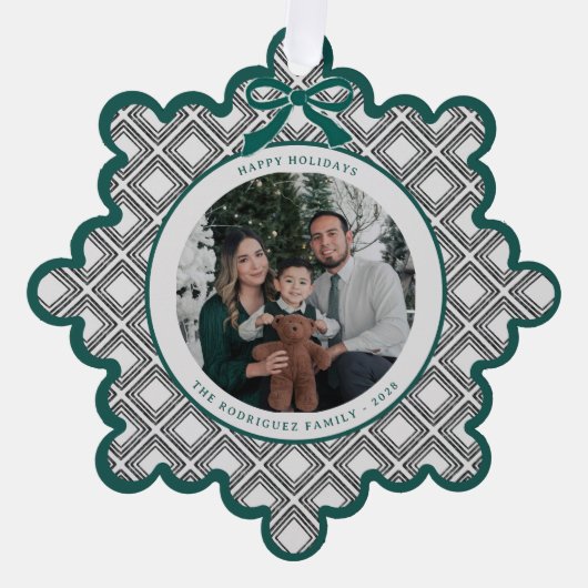 Carte Décorative Black Diamond Pattern Holiday Ornament with Photo (Recto)