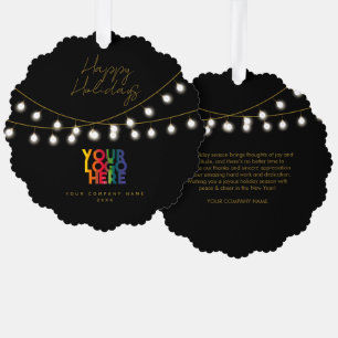 Carte Décorative Black Gold Holiday Business Logo Cadeau de Noël