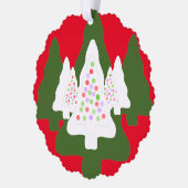 Carte Décorative Blanc Vert Arbres de Noël décorés (Gauche)