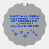 Carte Décorative Bleu/Argent Joyeux Rinder avec Monogramme (Verso)