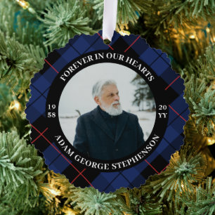 Carte Décorative Bleu Marine Plaid Pour Toujours Dans Nos Coeurs Ph