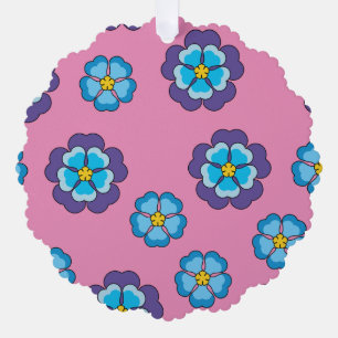 Carte Décorative Bleu Violet rose motif floral