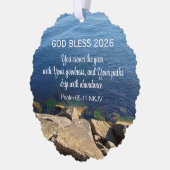 Carte Décorative Blue Ocean Photo Blessed New Year 2026 Christian (Gauche)