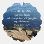 Carte Décorative Blue Ocean Photo Blessed New Year 2026 Christian (Recto)