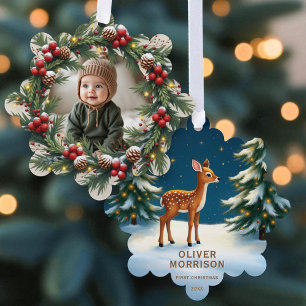 Carte Décorative Bois Baby Deer Premier Noël Personnalisé