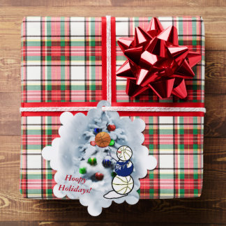 Carte Décorative Bonhomme de neige de basketball Noël