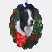 Carte Décorative Bordure Collie Noël Salutations (Gauche)