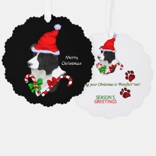 Carte Décorative Bordure Collie Santa Hat Noël