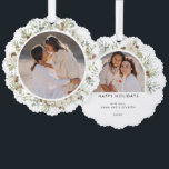 Carte Décorative Botanique Eucalyptus Verdure Noël personnalisé<br><div class="desc">Améliorez vos fêtes de fin d'année grâce à notre "Botanical Eucalyptus Greenery Custom Christmas Ornament Card". Cette carte exquise est conçue pour capturer l'essence de l'élégance du cottagecore avec sa délicate végétation d'eucalyptus et sa couronne d'aquarelle botanique. La couronne feuillue minimale et la conception simple et neutre de la carte...</div>