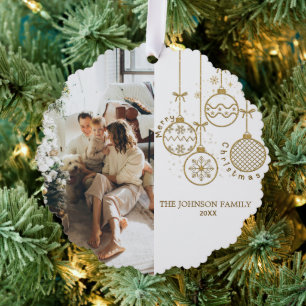 Carte Décorative Boules de décoration de Noël doré