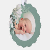 Carte Décorative bouquet vert blanc Baptême (Gauche)