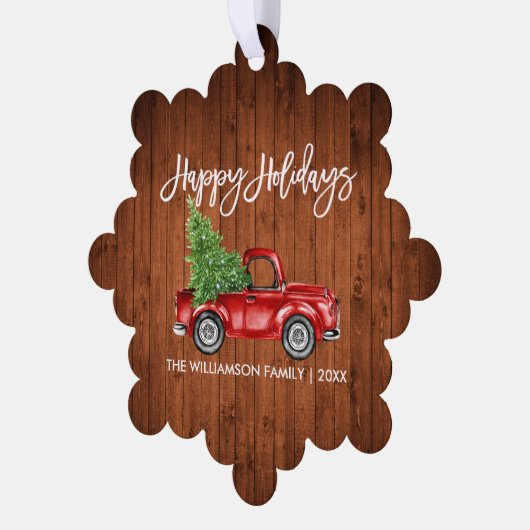 Carte Décorative Brosse Script Aquarelle Camion Rouge Vacances rust