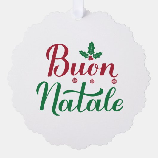 Carte Décorative Buon Natale Rouge et vert Noël italien (Recto)