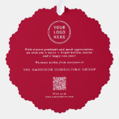 Carte Décorative Business Logo QR Code Peace Love Joy Red Christmas (Verso)