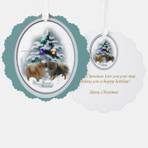 Carte Décorative Cadeaux de Noël pour Pomeranian