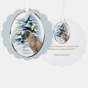 Carte Décorative Cadeaux de Noël pour vieux Mastiff anglais