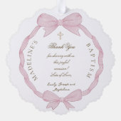 Carte Décorative cadre arc rose Baptême merci (Verso)