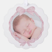 Carte Décorative cadre arc rose Baptême merci (Recto)