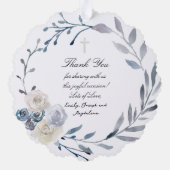 Carte Décorative cadre bleu aquarelle Baptême merci (Verso)