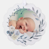 Carte Décorative cadre bleu aquarelle Baptême merci (Recto)